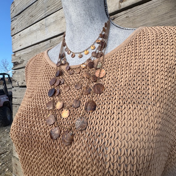 Boho Layered Shell Disc Necklace - Picture 5 of 7